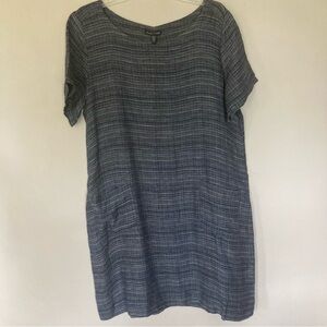Eileen Fisher Coastline 100% Organic Linen Shift Dress